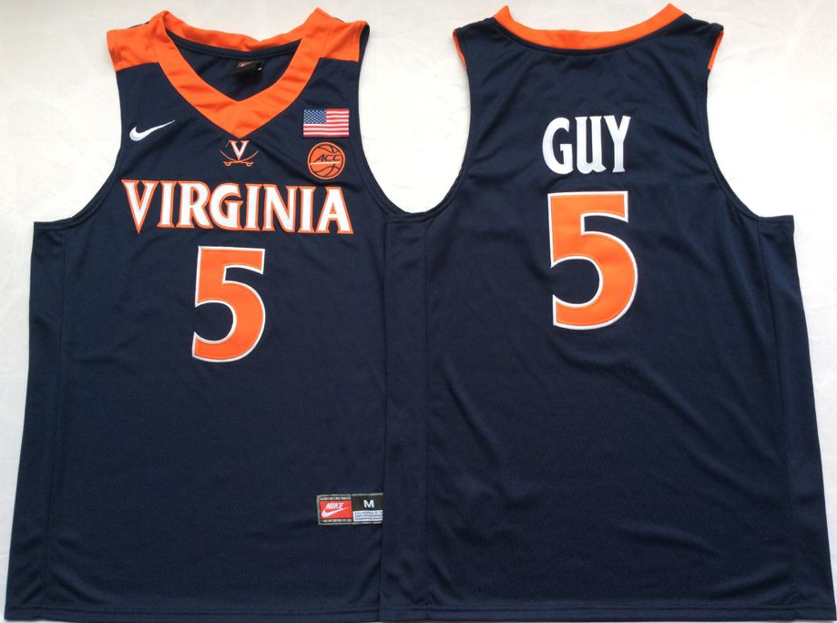 NCAA Men Virginia Cavaliers Blue #5 GUY->more ncaa teams->NCAA Jersey